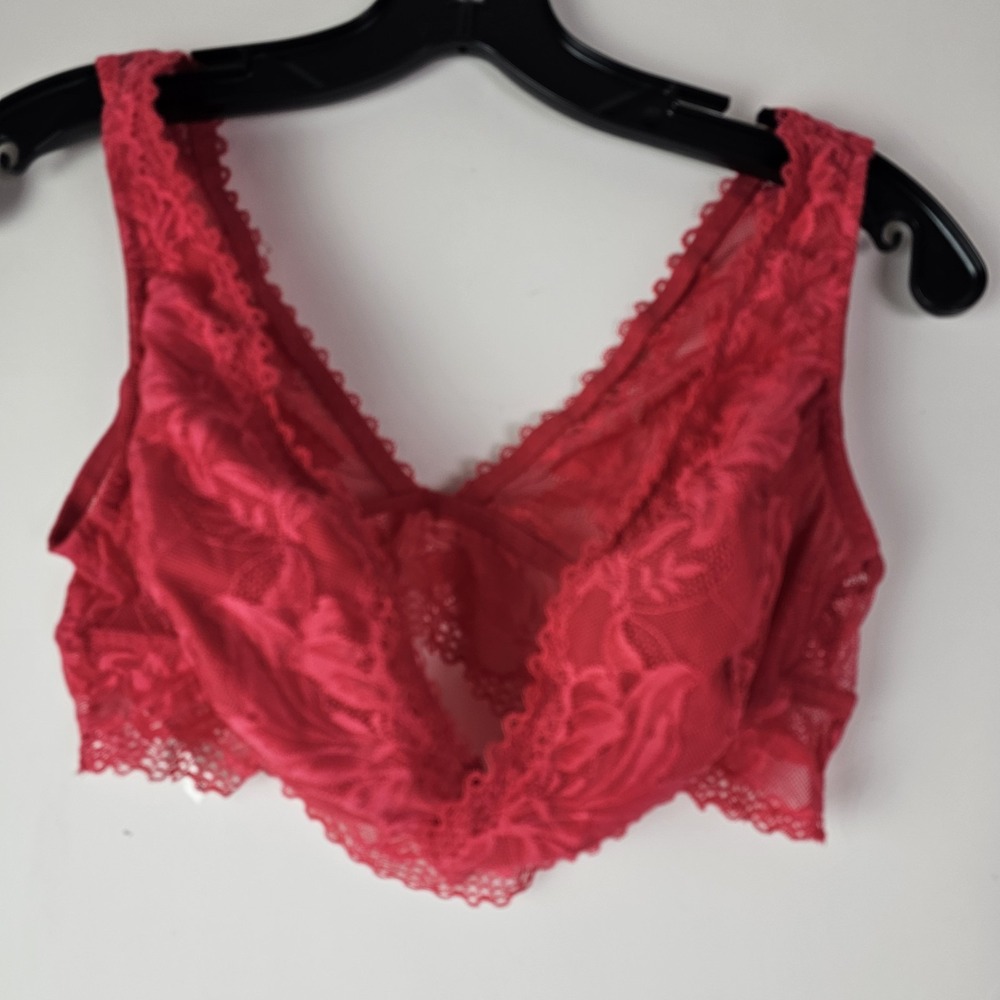 Soma Lace Bralette Bra Size XL Pink Pullover Wire Free Wireless Coquette